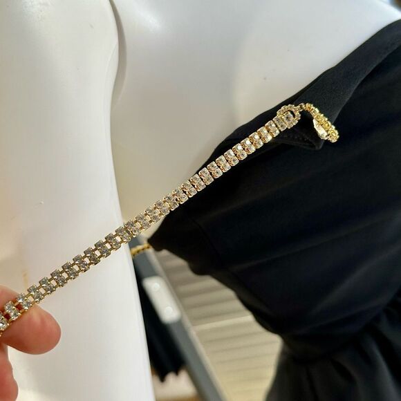 Jiki Monte Carlo France Sheer Ruffle Crystal Statement Formal Dress 4 - Picture 9 of 11